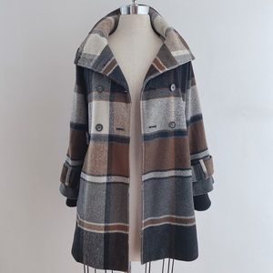 Black Rivet | Plaid Wool Coat | XS